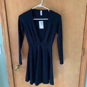 American Apparel Navy Deep V Skater Dress